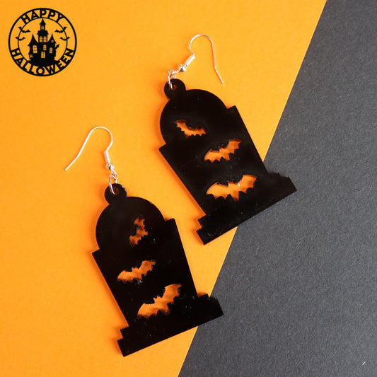 Bat And Tombstone Earrings