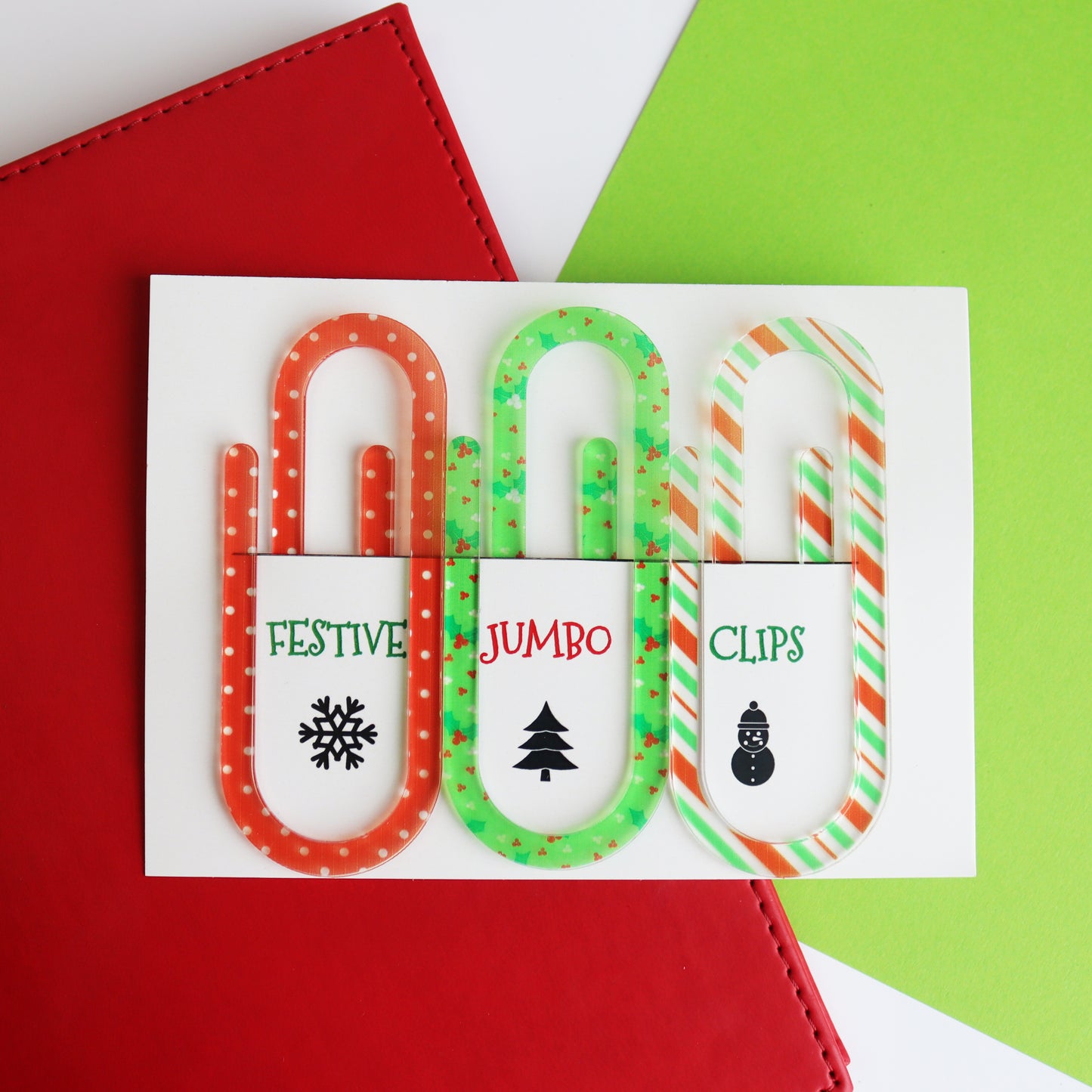 Christmas Acrylic Jumbo Paperclip Set