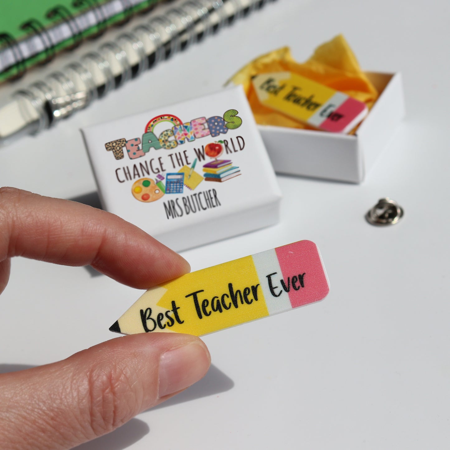 Thank You Teacher Pin Matchbox Gift