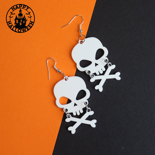 Skull And Crossbone Halloween Earrings