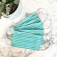 Pack Of Five Striped Turquoise 100% Cotton Facemask