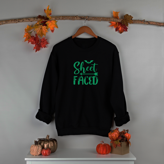 Sheet Faced Funny Glow In The Dark Sweatshirt Halloween