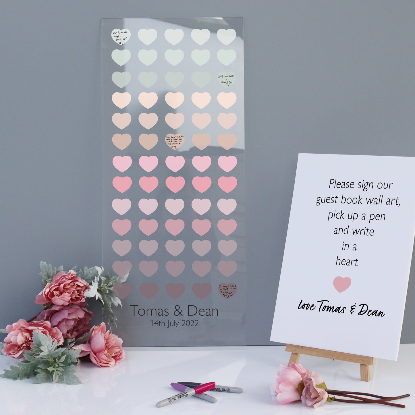 alternative wedding guest book wall art personalised wedding guest book ombre pastel tones keepsake wall art