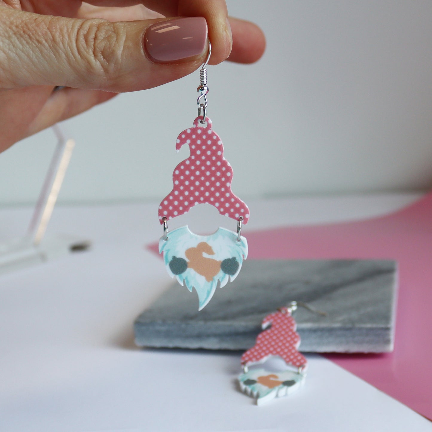 gnome gonk easter earring dangly acrylic