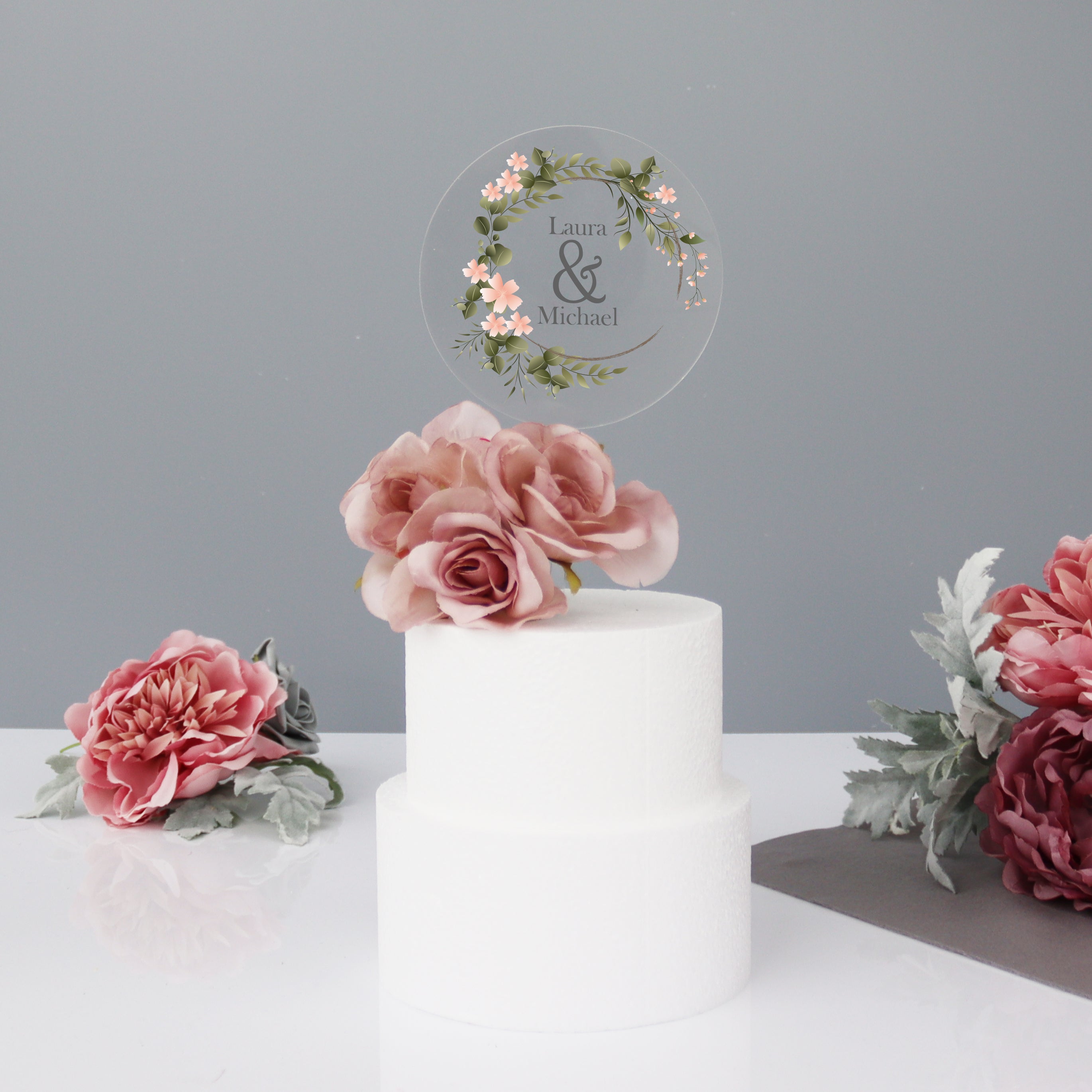 cream 3 tier pink floral wedding cake (21) mv | Wedding Inspirasi