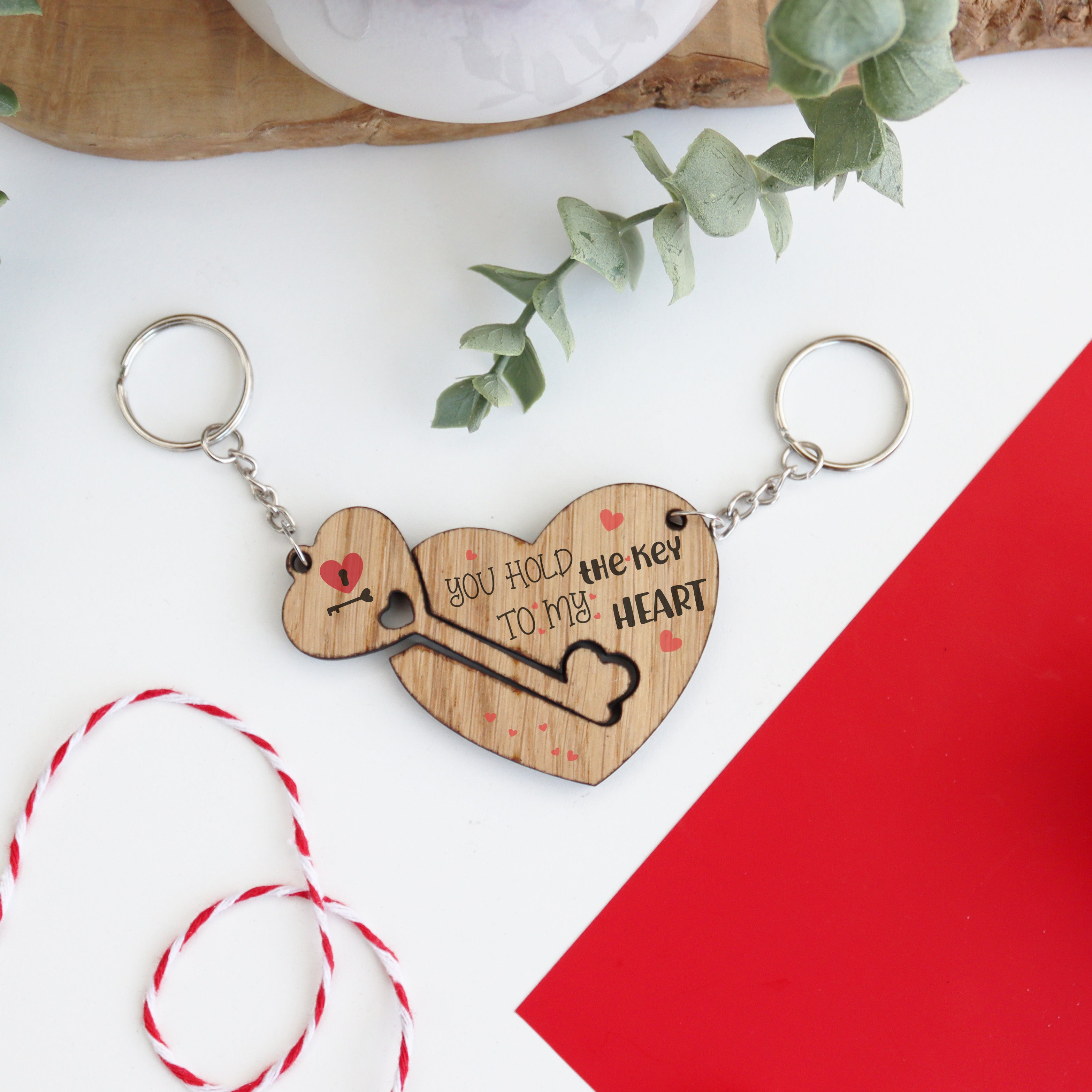 Heart and clearance key keyring